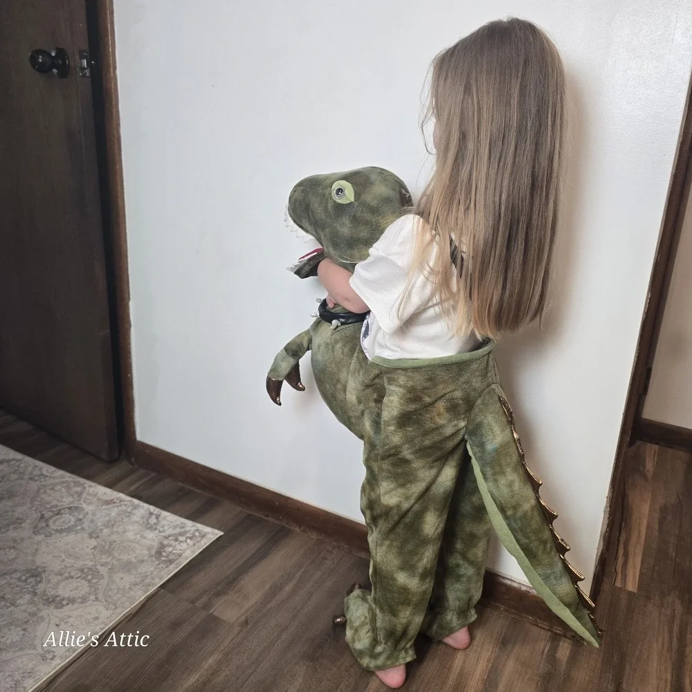 Dinosaur Halloween Costume Play Dress Up‎ Straps Green Boys Girls 4 5 6 Repaired